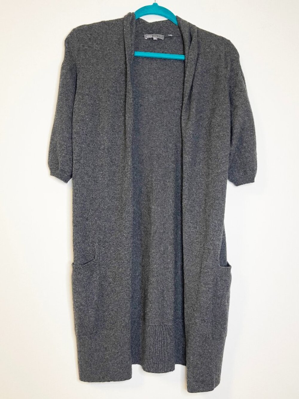 Vince 100% Cashmere Long Open Cardigan Sweater Gray Duster XS Luxury Knit